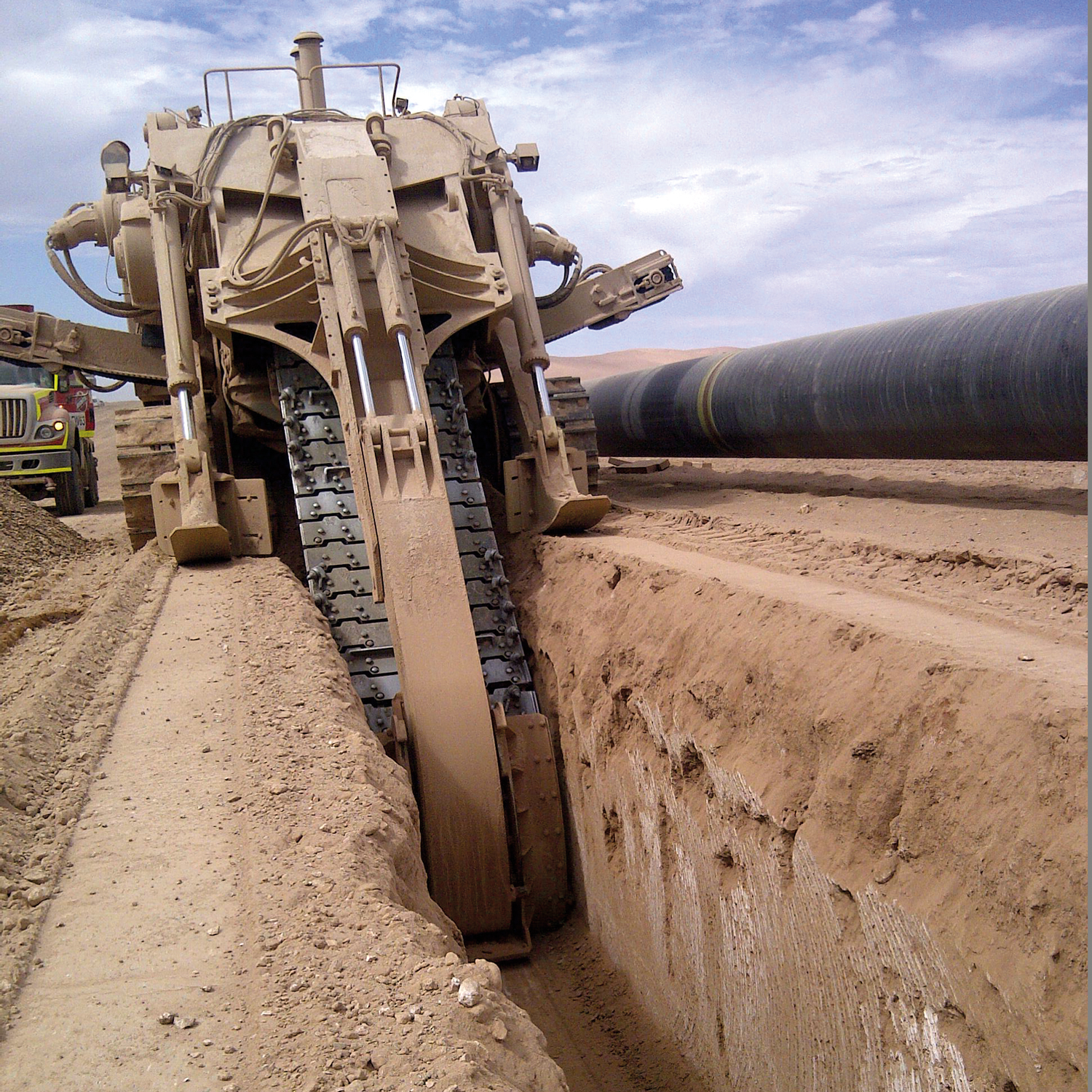 Tesmec 1675 EVO Chainsaw Trencher excavating hard rock