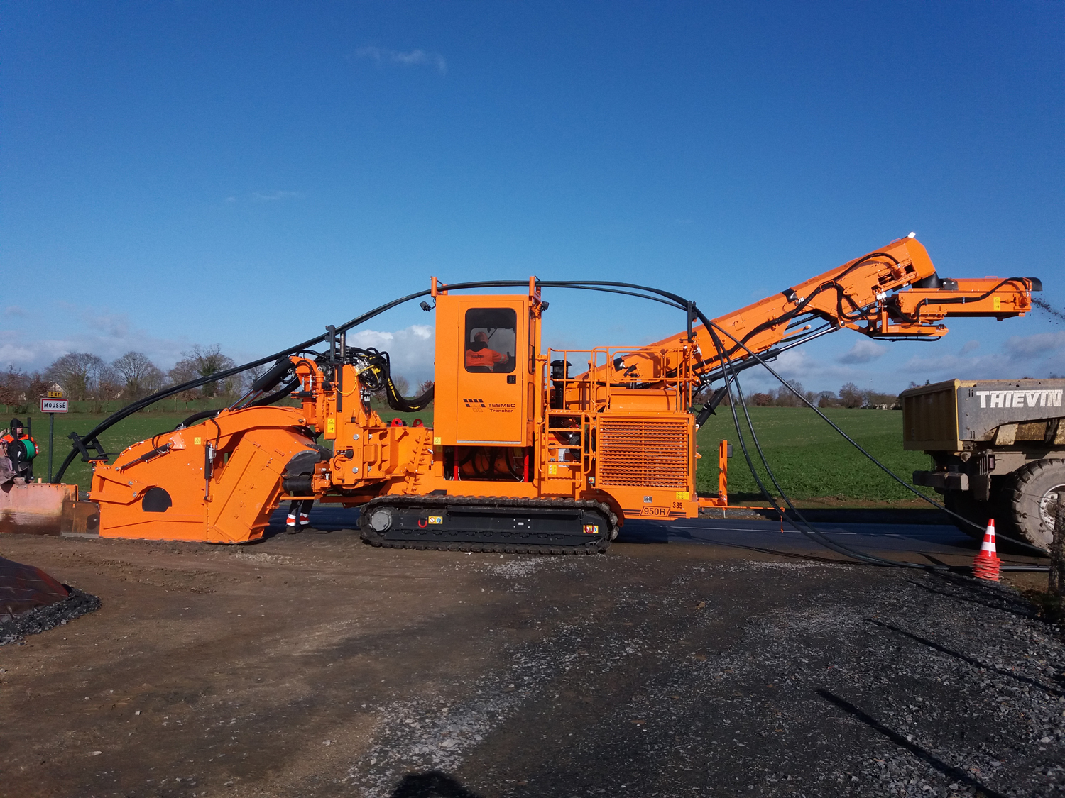 Tesmec 950R T620 Trencher for Fiber Optic projects in urban areas